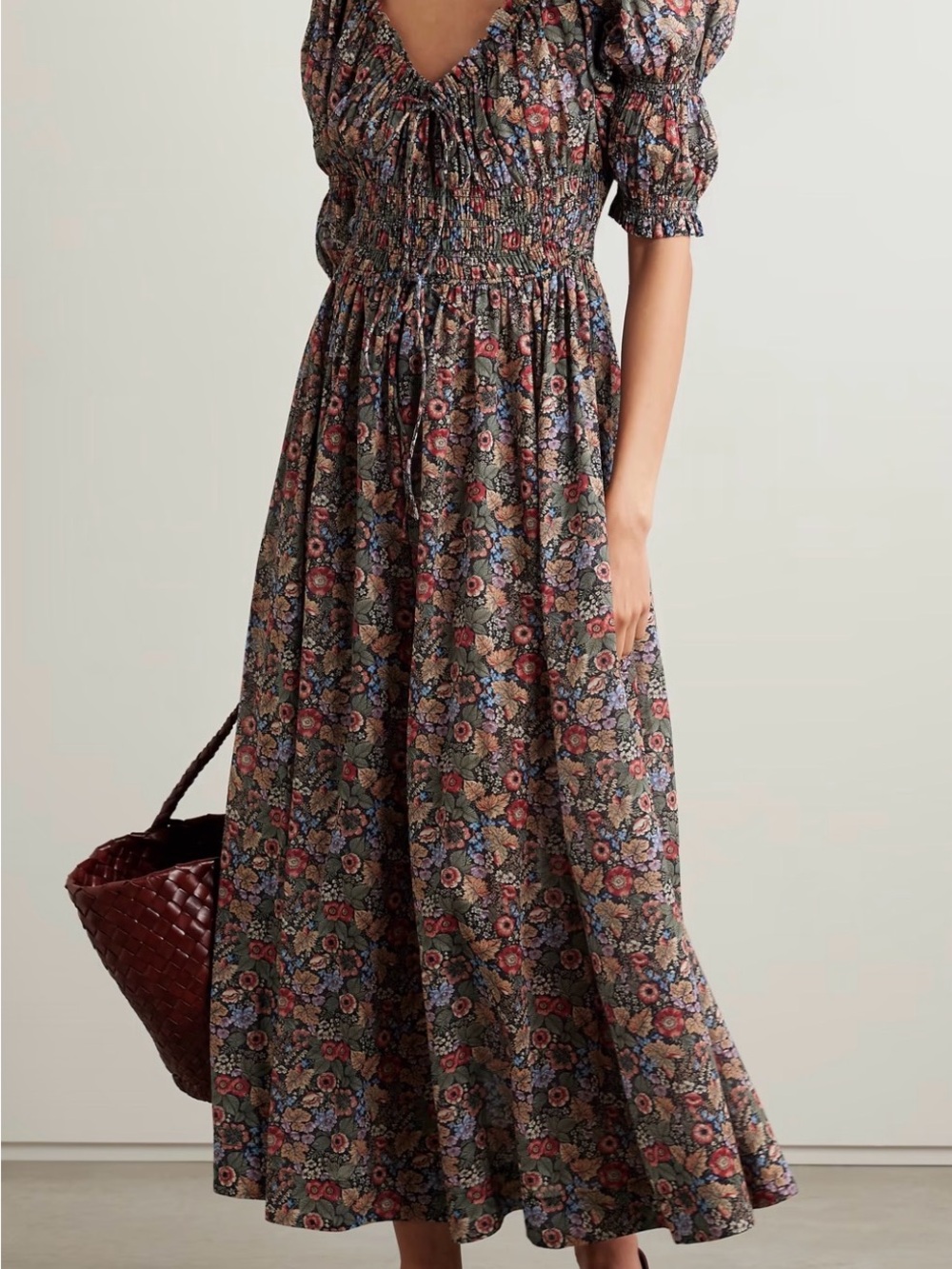 NWT Doen Floral Midi Dress in Olive Multi